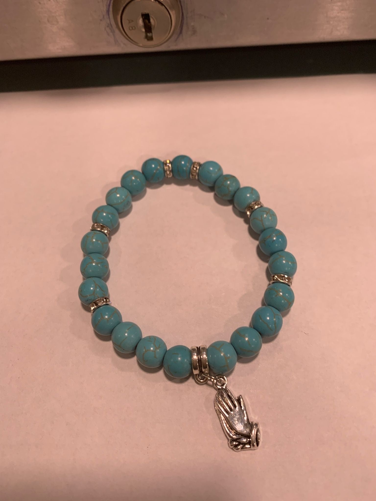 Faux Pearl Beads Bracelet with Stainless Steel Chain: