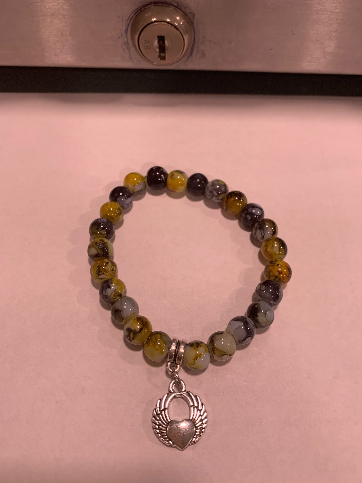 Faux Pearl Beads Bracelet with Stainless Steel Chain