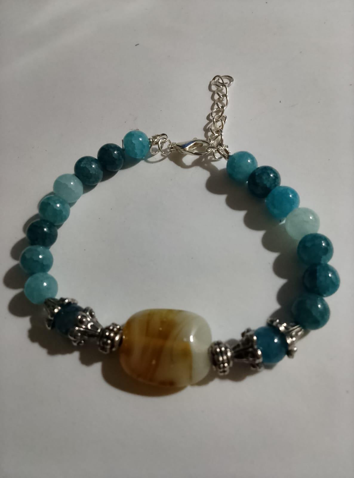 Faux Pearl Beads Bracelet with Stainless Steel Chain: